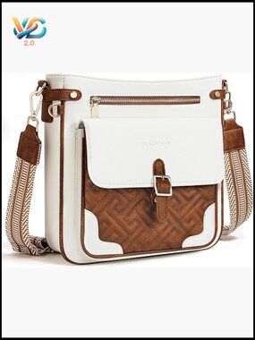Large Structured Vegan Leather Crossbody Bag RFID Blocking Multi-Pocket